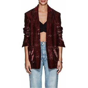 A.L.C Quincy Sequined Blazer / Size 2 / Bordeaux Open Front Jacket Loose Long